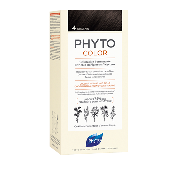رنگ موی بدون آمونیاک فیتو کالر شماره 4 (جدید) | رنگ موی دائمی و گیاهی Phyto Phytocolor