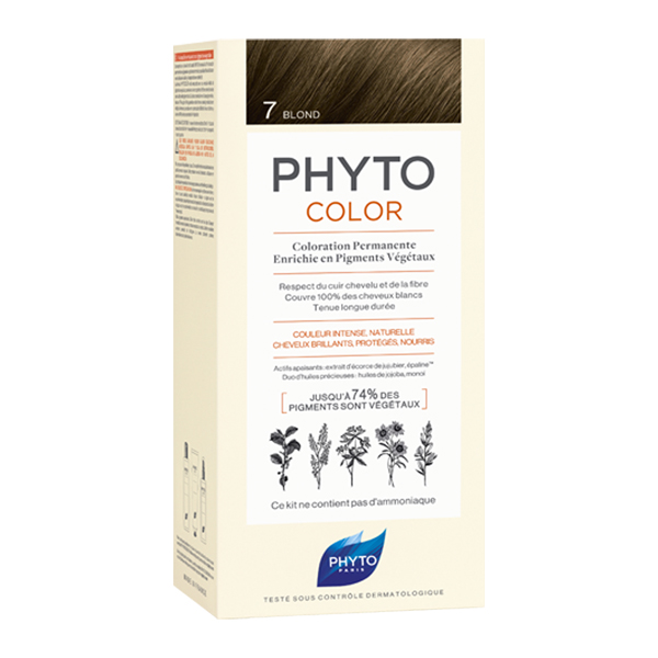 رنگ موی بدون آمونیاک فیتو کالر شماره 7 (جدید) | رنگ موی دائمی و گیاهی Phyto Phytocolor