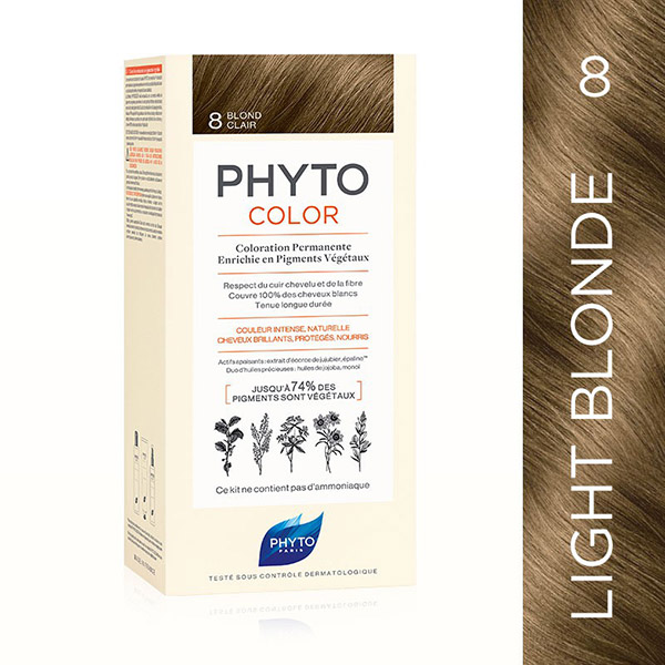 رنگ موی بدون آمونیاک فیتو کالر شماره 8 (جدید) | رنگ موی دائمی و گیاهی Phyto Phytocolor