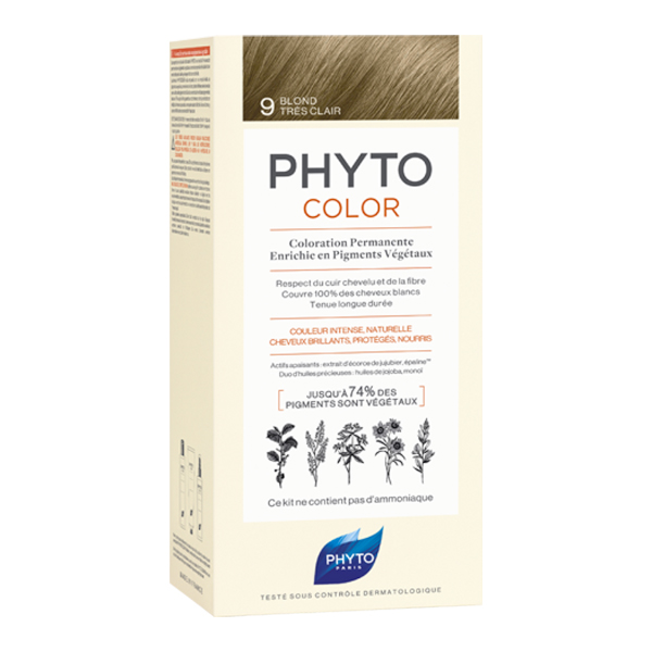 رنگ موی بدون آمونیاک فیتو کالر شماره 9 (جدید) | رنگ موی دائمی و گیاهی Phyto Phytocolor