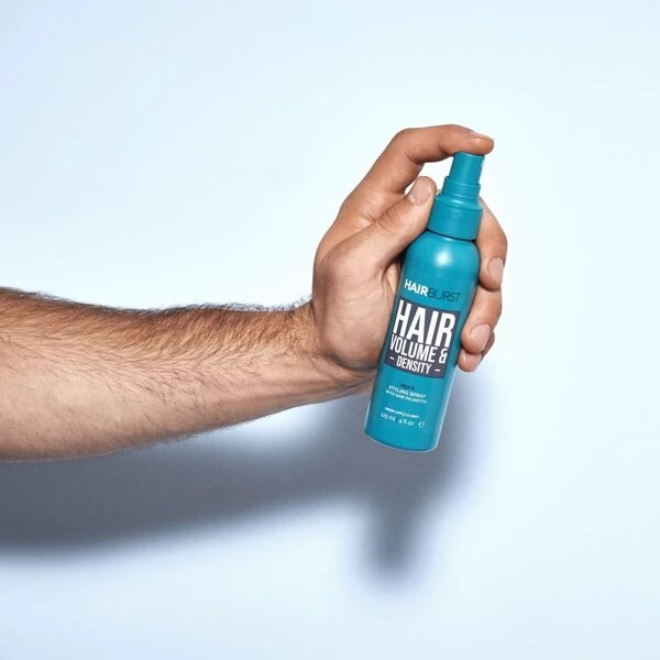 اسپری موی مردانه هیربرست HAIR BURST اصل انگلیس | ضد ریزش، تقویت، و ضخیم کننده، حجم دهنده موی نازک