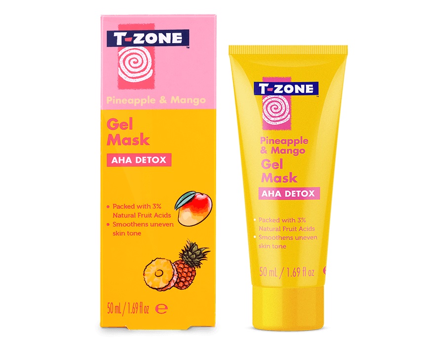 ماسک ژله ای آناناس و انبه تی زون (T-zone) | حاوی 3% آلفا هیدروکسی، ضد لک و شفاف کننده، انواع پوست | T-ZONE Pineapple & Mango AHA Detox gel mask