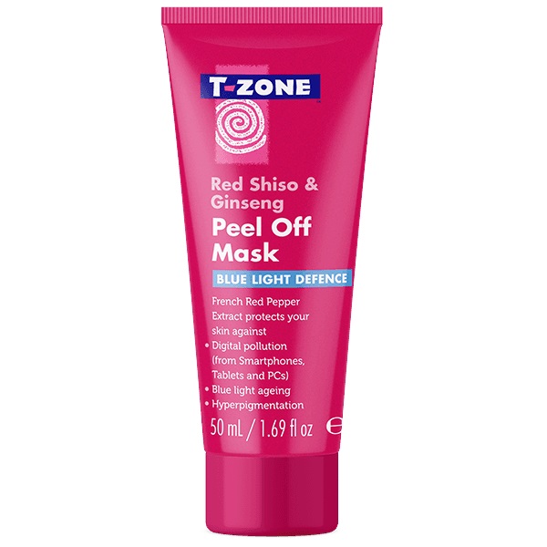 ماسک پیل آف شیسوی قرمز و جینسنگ تی زون (T-Zone) | دفاع از پوست در برابر آلودگی و نور آبی | T-Zone Peel Off Mask Red Shiso & Ginseng Blue Light Defence