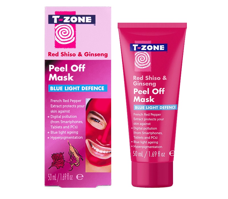 ماسک پیل آف شیسوی قرمز و جینسنگ تی زون (T-Zone) | دفاع از پوست در برابر آلودگی و نور آبی | T-Zone Peel Off Mask Red Shiso & Ginseng Blue Light Defence