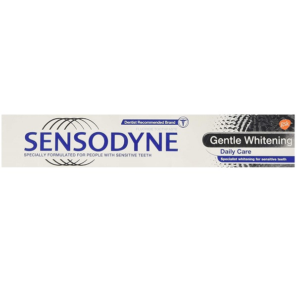 خمیر دندان سفید کننده سنسوداین Sensodyne اصل انگلیس | مدل Gentle Whitening Daily Care | استفاده روزانه برای دندان های حساس
