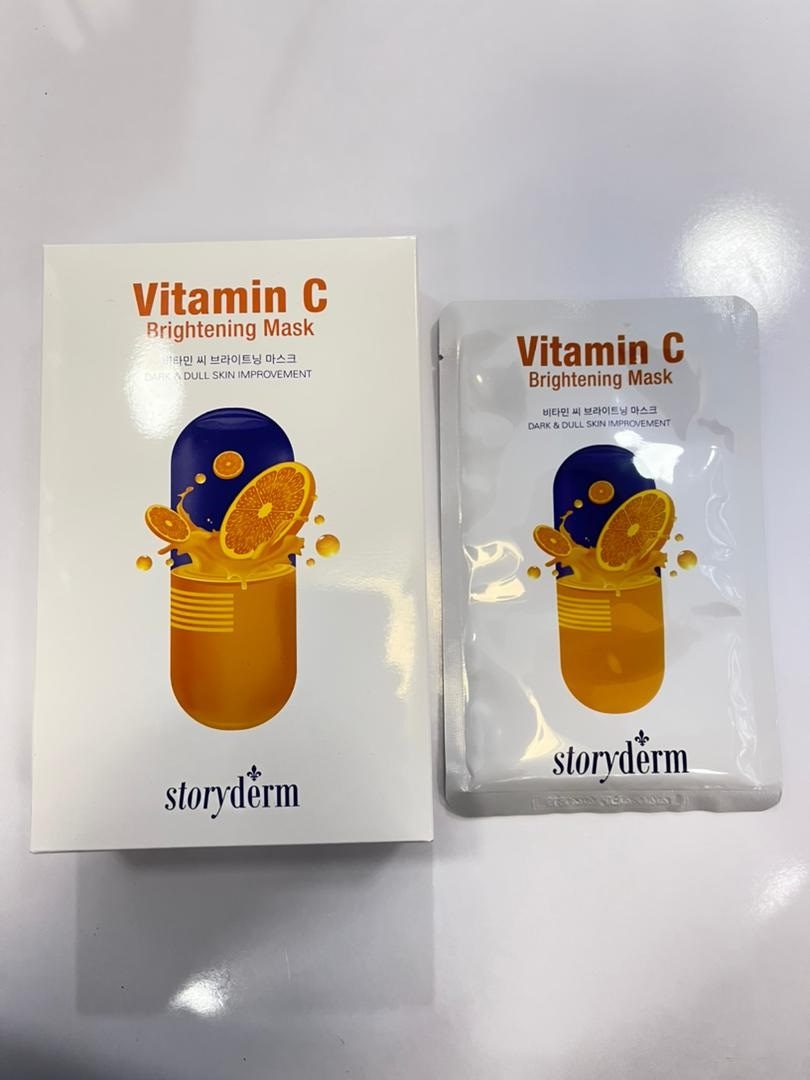 ماسک ورقه‌ای ویتامین C روشن کننده استوری درم Storyderm VitaminC mask | ضد لک، ضد تیرگی، درخشان کننده، تازه کننده پوست کدر و مات