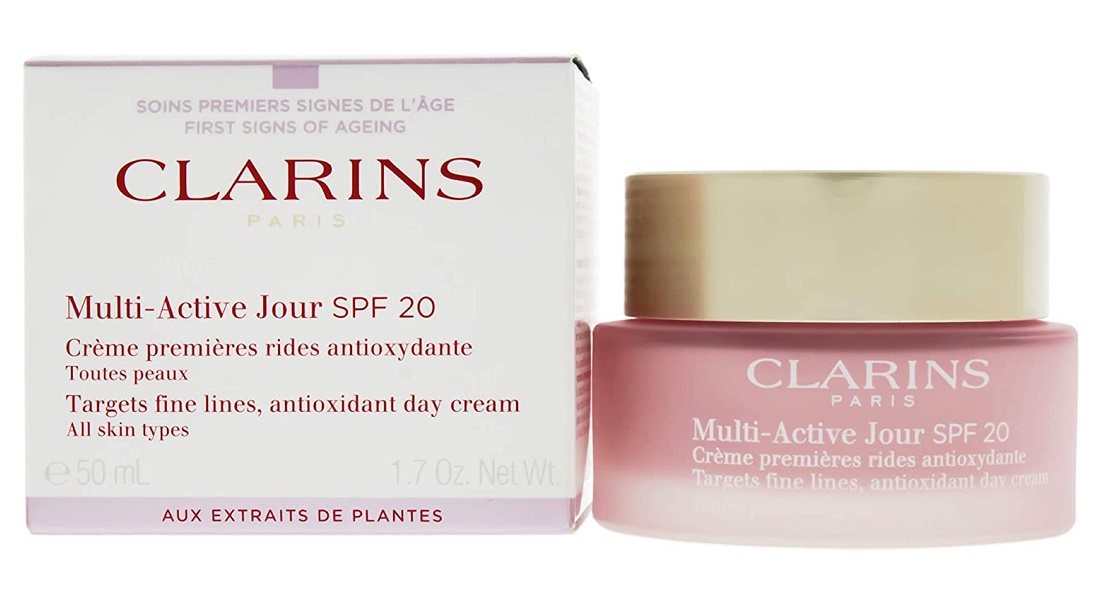 کرم روز مولتی اکتیو جوانساز کلارنس اصل ضد آفتاب Spf20 (لیفت جوانساز و شفاف کننده قوی پوست) Clarins Multi-Active Day Cream SPF20-All Skin Types 50ml