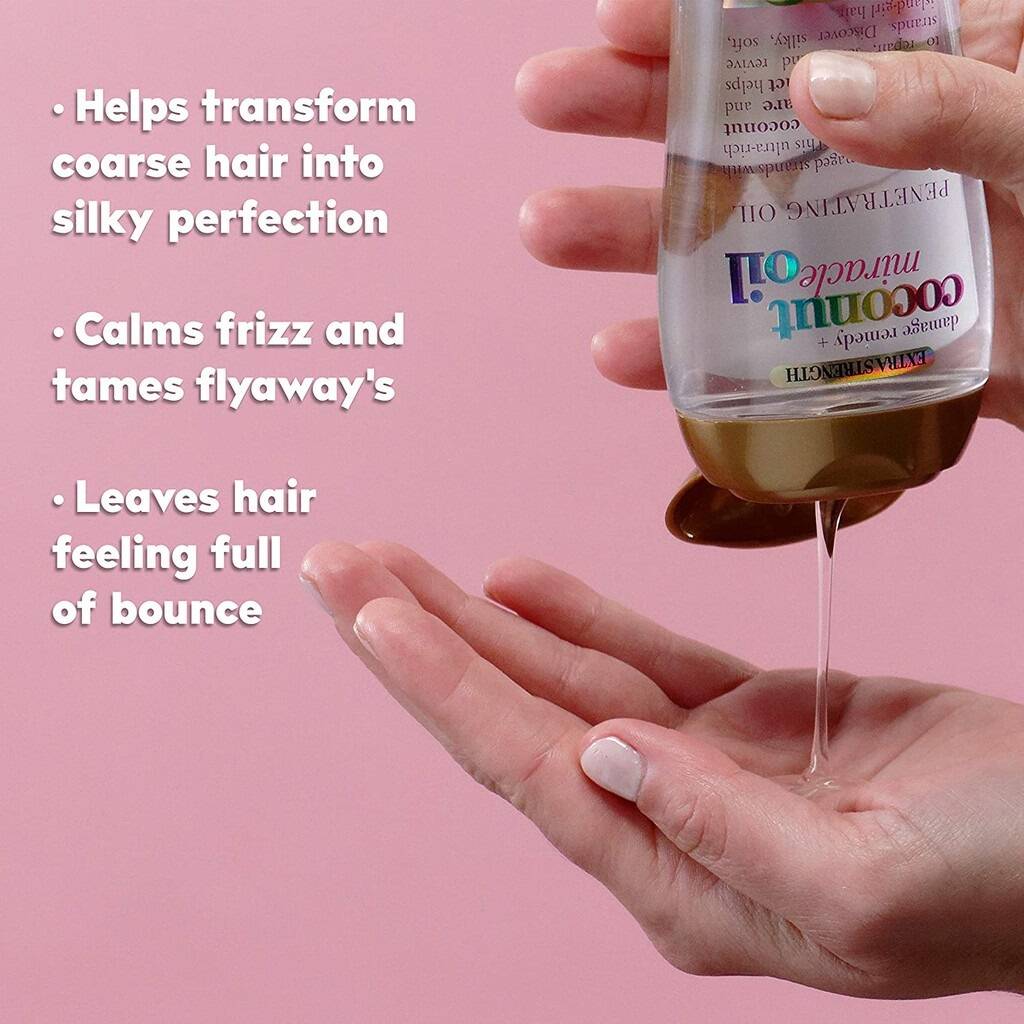 سرم مو روغن نارگیل ميراكل او جی ایکس (کوکونات اویل) | OGX Extra Strength Damage Remedy + Coconut Miracle Oil Penetrating Hair Oil Treatment 100ml