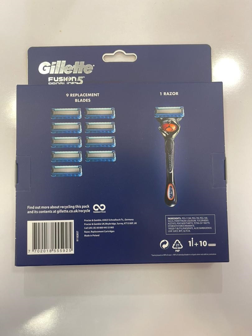 پک اصلاح ژیلت پروگلاید مدل Gillette Fusion ProGlide | یک دسته + 10 سری ژیلت