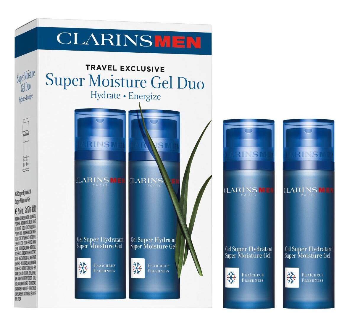 ست دوتایی ژل مرطوب کننده مردانه کلارنس آبرسان و انرژی بخش پوست - CLARINS Men Super Moisture Gel Duo Set