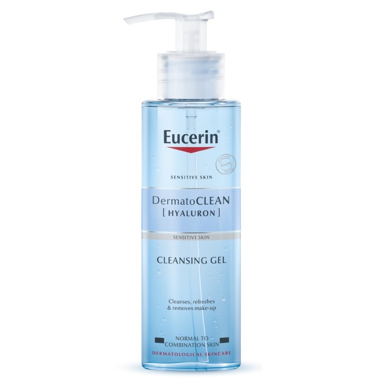 ژل شستشوی هیالورون درماتوکلین اوسرین (شستشوی صورت و پاک کننده آرایش هیالورونیک اسید اوسرین مدل Dermato Clean برای پوست نرمال و مختلط) Eucerin DermatoCLEAN [HYALURON] Cleansing Gel