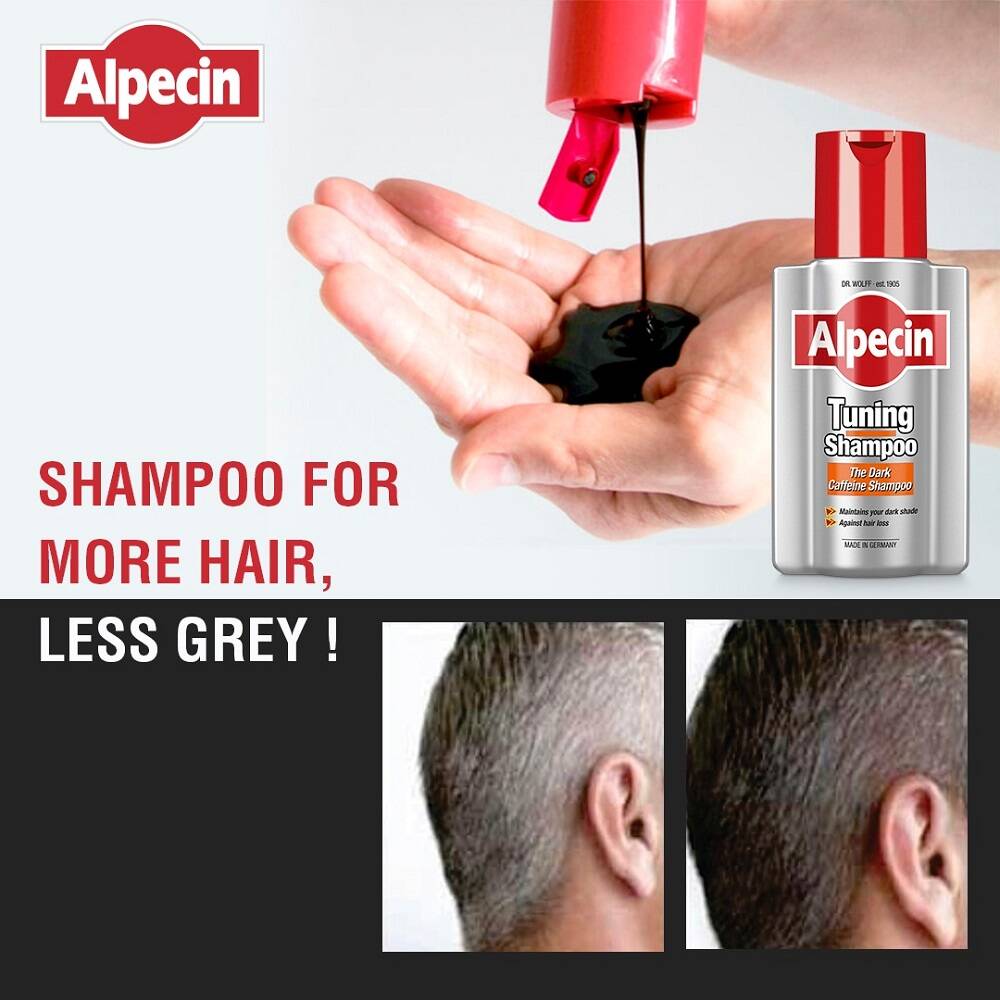 شامپو مردانه Tuning آلپسین - شامپو ضد سفیدی و ریزش مو Alpecin - ضد سفیدی موی ارثی و تیره کننده تدریجی مو (Alpecin Tuning shampoo 200ml)