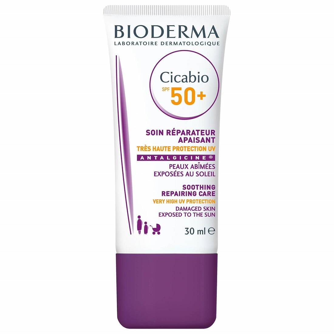 کرم ضد آفتاب سیکابیو Spf50+ بایودرما اصل فرانسه - ضدآفتاب ترمیم کننده cicabio بیودرما مناسب پوست های حساس کودک تا بزرگسال - BIODERMA CICABIO Cream SPF50+ -30ml