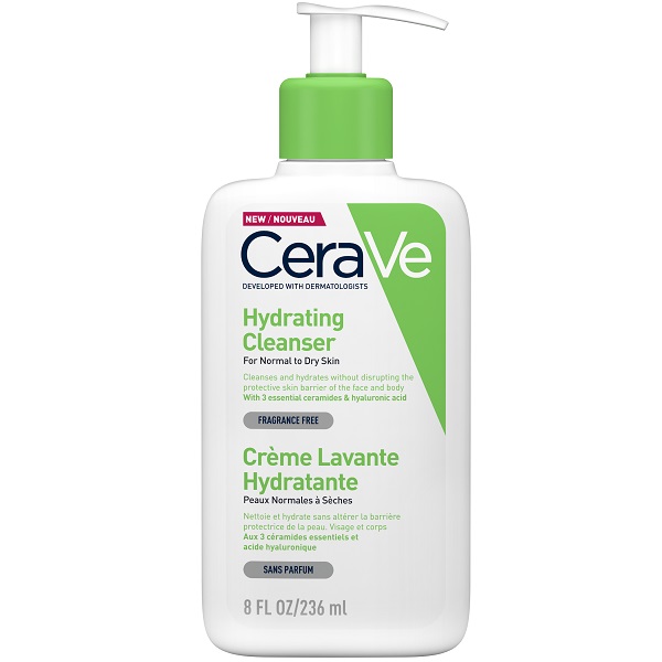 ژل شستشو پوست نرمال تا خشک سراوی شوینده و آبرسان قوی بدون عطر و بدون پارابن و ضد حساسیت (Cerave Hydrating Cleanser For Normal To Dry Skin 236ml)