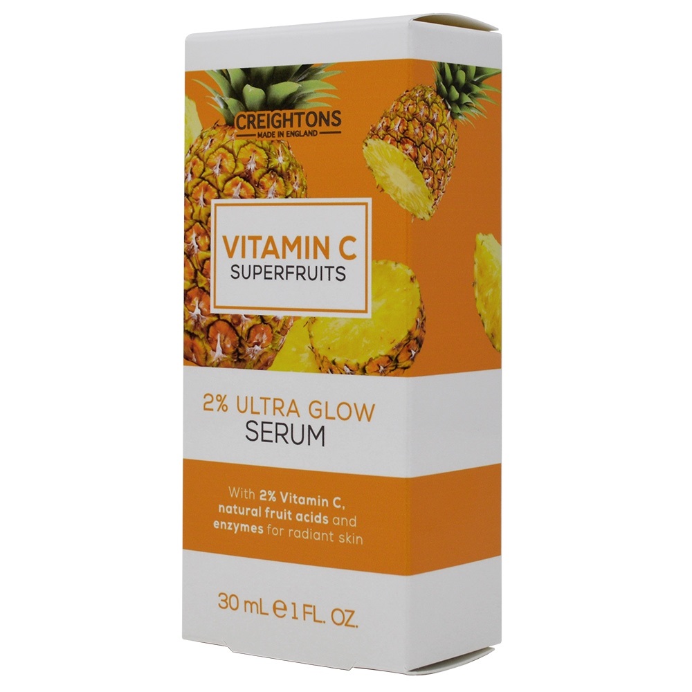 سرم روشن کننده ویتامین C سوپرفروت کریتونز (سرم ضد لک درخشان کننده شفاف کننده و ضد منافذ باز ویتامین سی 2% کریتونس اصل انگلیس) - Creightons Vitamin C Superfruits 2% Ultra Glow Serum 30ml