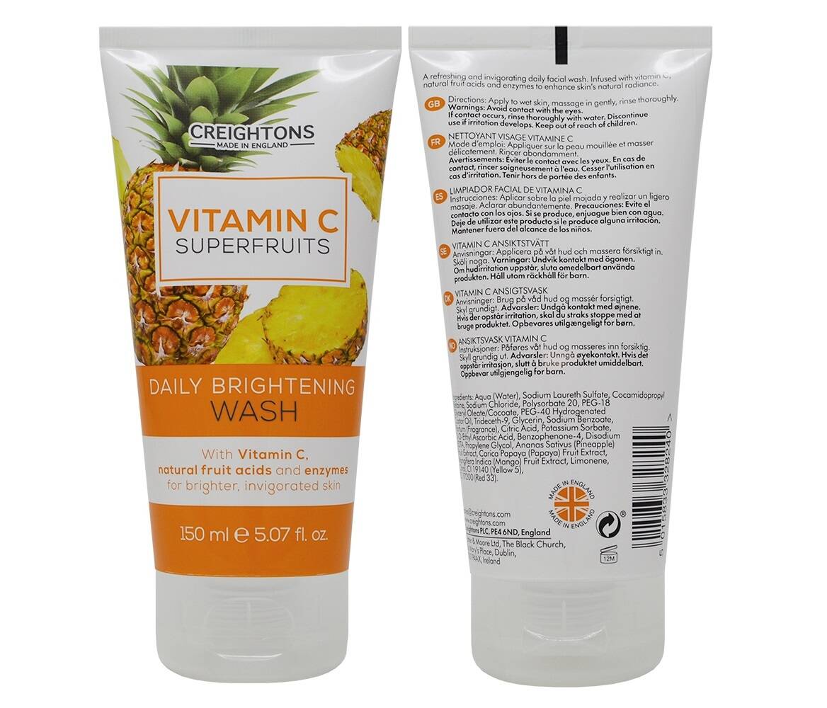 ژل شستشوی روزانه ویتامین سی سوپرفروت کریتونز (شوینده روشن کننده و شفاف کننده و کاهش منافذ باز ویتامین C کریتونس) - Creightons Vitamin C Superfruits Daily Brightening Wash 150ml