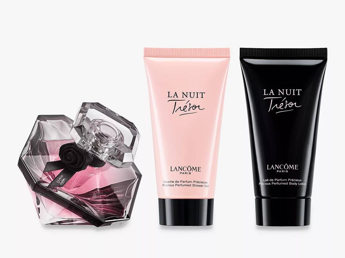 ست ادکلن لانکوم مدل ترزور لانویت همراه لوسیون و ژل ادکلنی شستشوی لانکوم لانویت 50 میل (Lancome La Nuit Tresor L'Eau de Parfum Gift Set, 50ml)