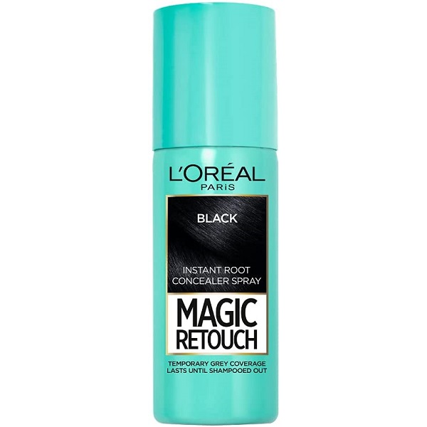 اسپری کانسیلر ریشه مو لورال رنگ Black مدل مجیک روتوش (loreal Magic Retouch hair spray)