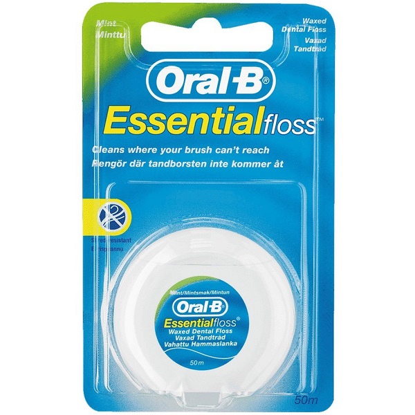نخ دندان Essential Floss اورال بی اصل انگلیس مومی شده و دارای رایحه نعناع (Oral-B Essentialfloss waxed Dental Floss)