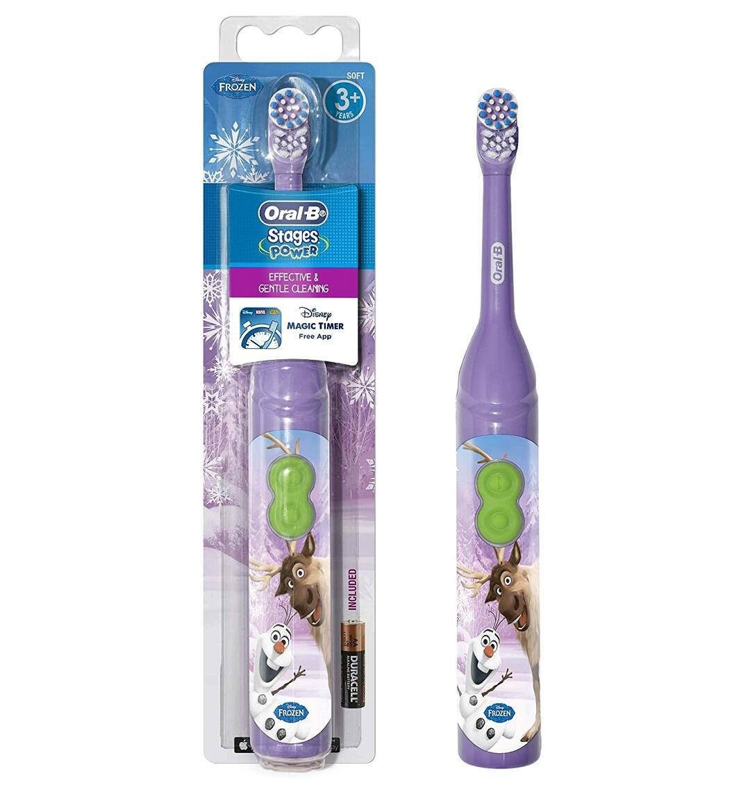 مسواک برقی کودک Frozen اورال بی اصل انگلیس باتری دار مدل فروزن (Oral-B Stages Power Kids Disney Frozen Battery Toothbrush with Timer App)