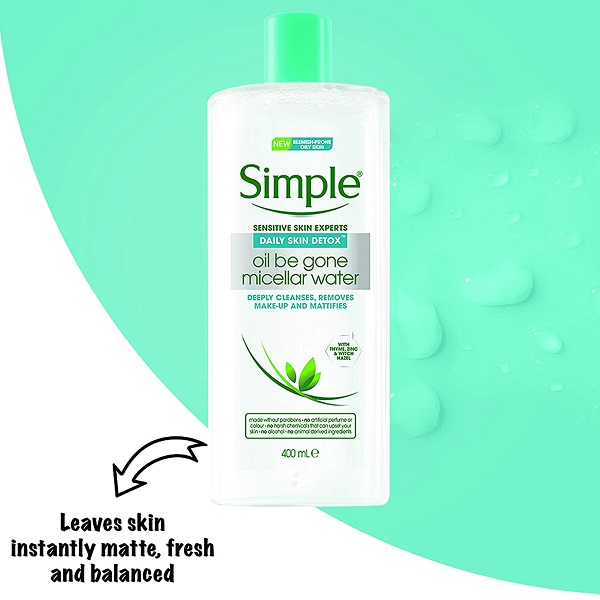Simple Daily Skin Detox Oil Be Gone Micellar Cleansing Water, 400ml (8)