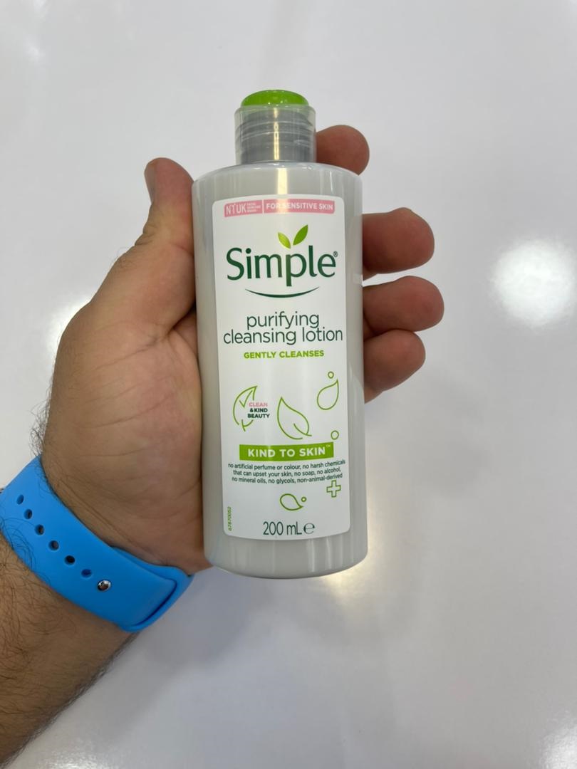 لوسیون پاک کننده سیمپل Simple مدل kind to skin حجم 200 میل | بدون عطر و رنگ