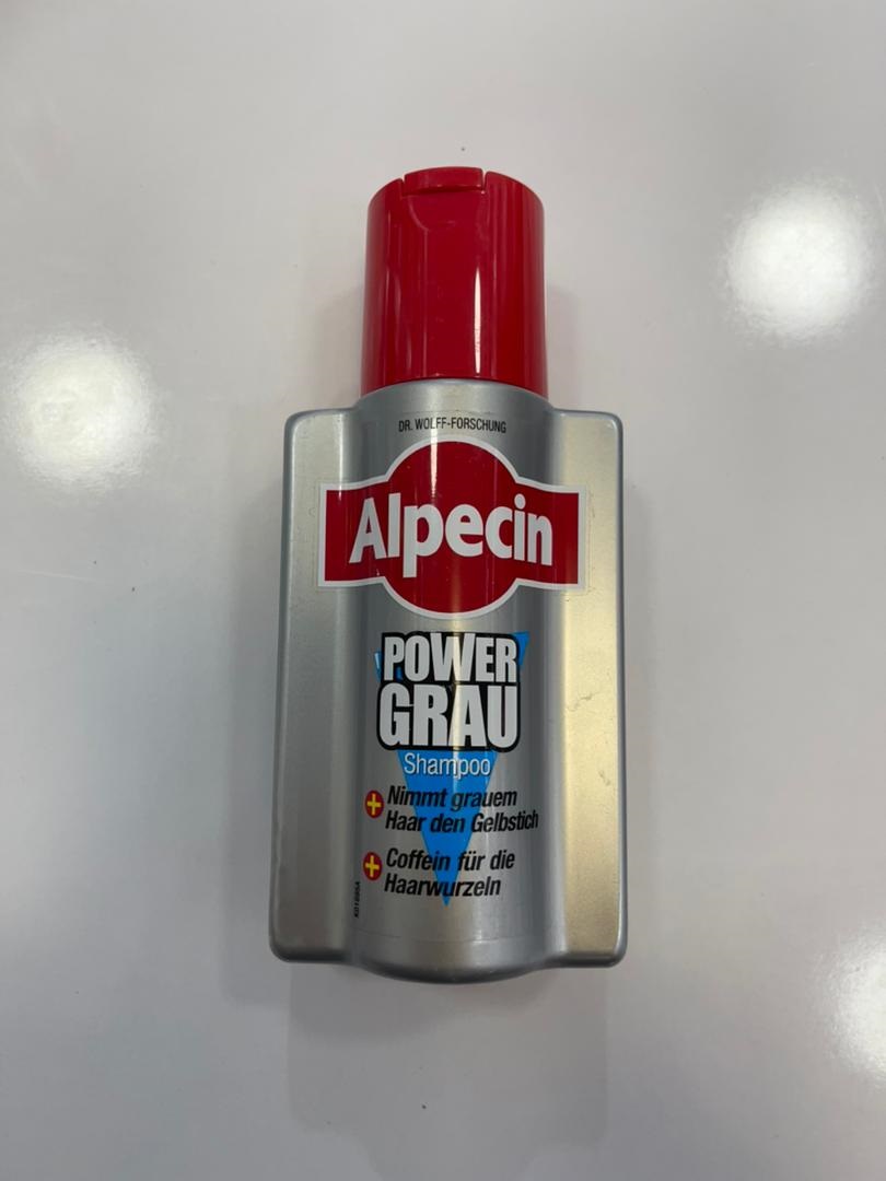 شامپو ضد ریزش و حذف زردی موی آلپسین مدل Power Grau حجم 200 میل | مخصوص موی خاکستری