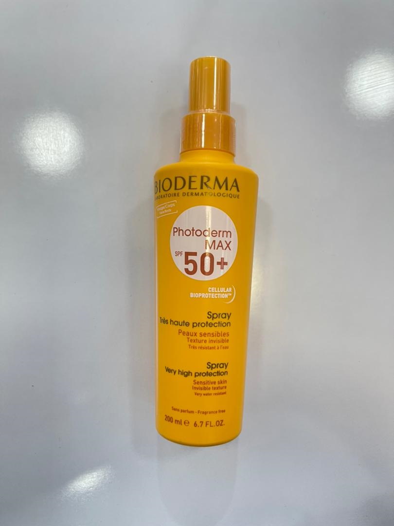 اسپری ضد آفتاب بایودرما مدل Photoderm max spf+50 حجم 200 میل | پوست حساس و ضد آب