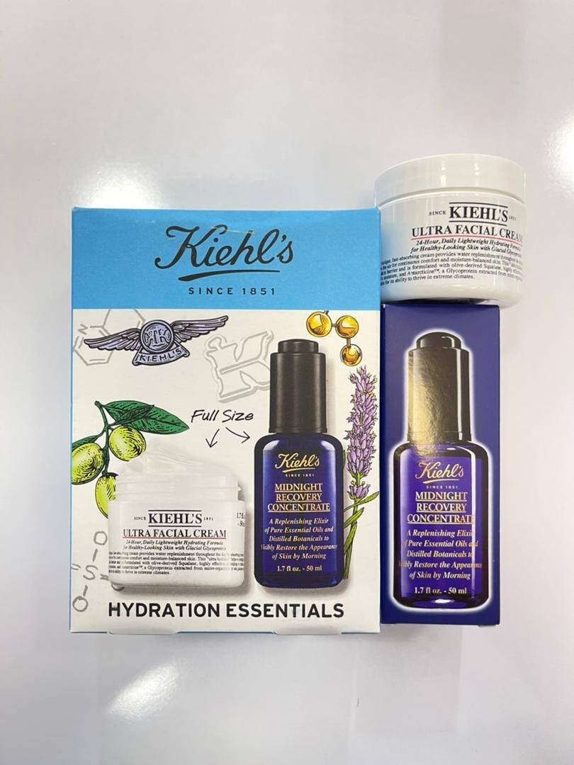 ست آبرسان قوی کیلز  KIEHLS Hydration Essentials | سرم کنسانتره بازسازی شبانه + آبرسان Ultra Facial Cream