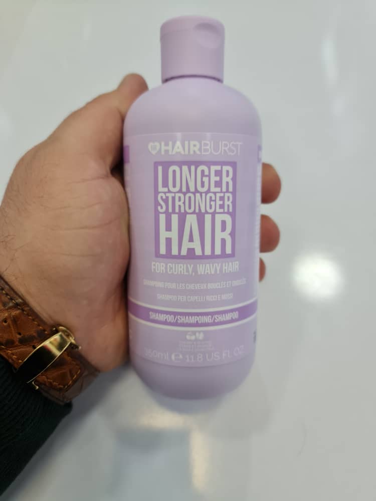 شامپو هیربرست Hairburst بنفش مخصوص موهای فر و مجعد حجم 350ml | ضد ریزش، حفظ فر مو، بدون سولفات، ترمیم قوی