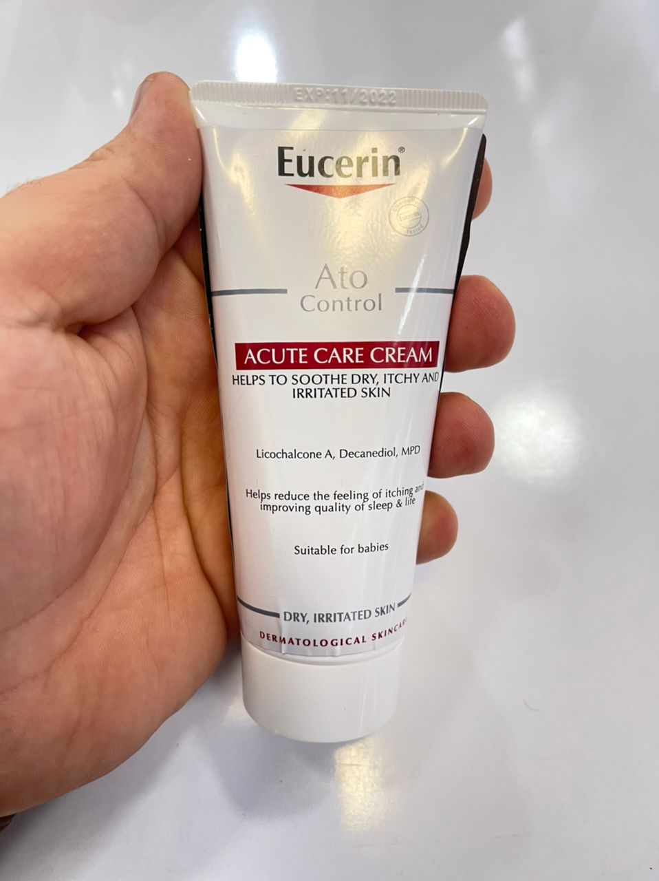 کرم درمان اگزما و خشکی اوسرین Eucerin سری Ato Control مدل Acute Care Cream حجم 100 میل