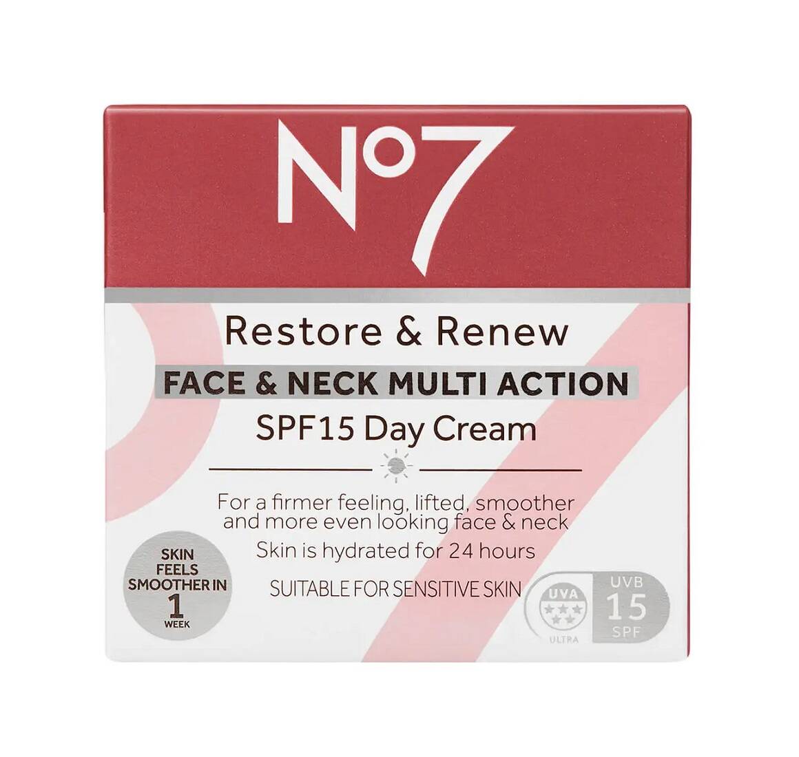 کرم روز جوانساز و بازسازی پوست صورت و گردن نامبر سون No7 مدل Restore & Renew حجم 50 میل | حاوی ضد آفتاب SPF15+