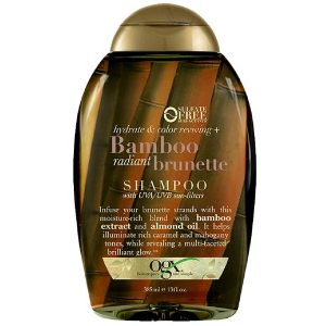 شامپو بامبو قهوه‌ای Bamboo Brunette  اوجی ایکس OGX حجم 385 میل - مغذی، بدون سولفات، محافظ رنگ کارامل و قهوه‌ای مو