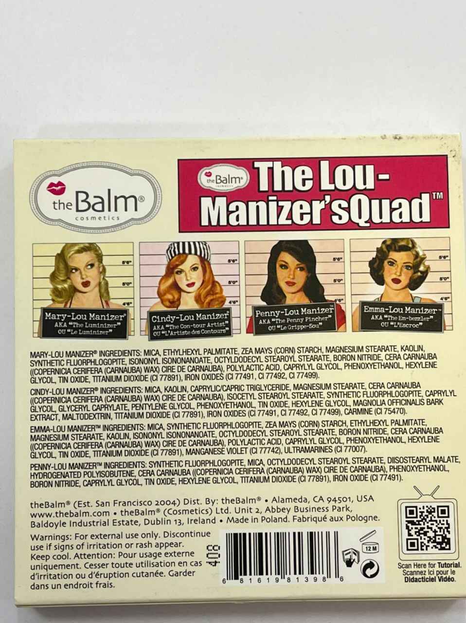 پالت هایلایتر دبالم مدل THE BALM مدل TheBalm Lou Manizers Quad