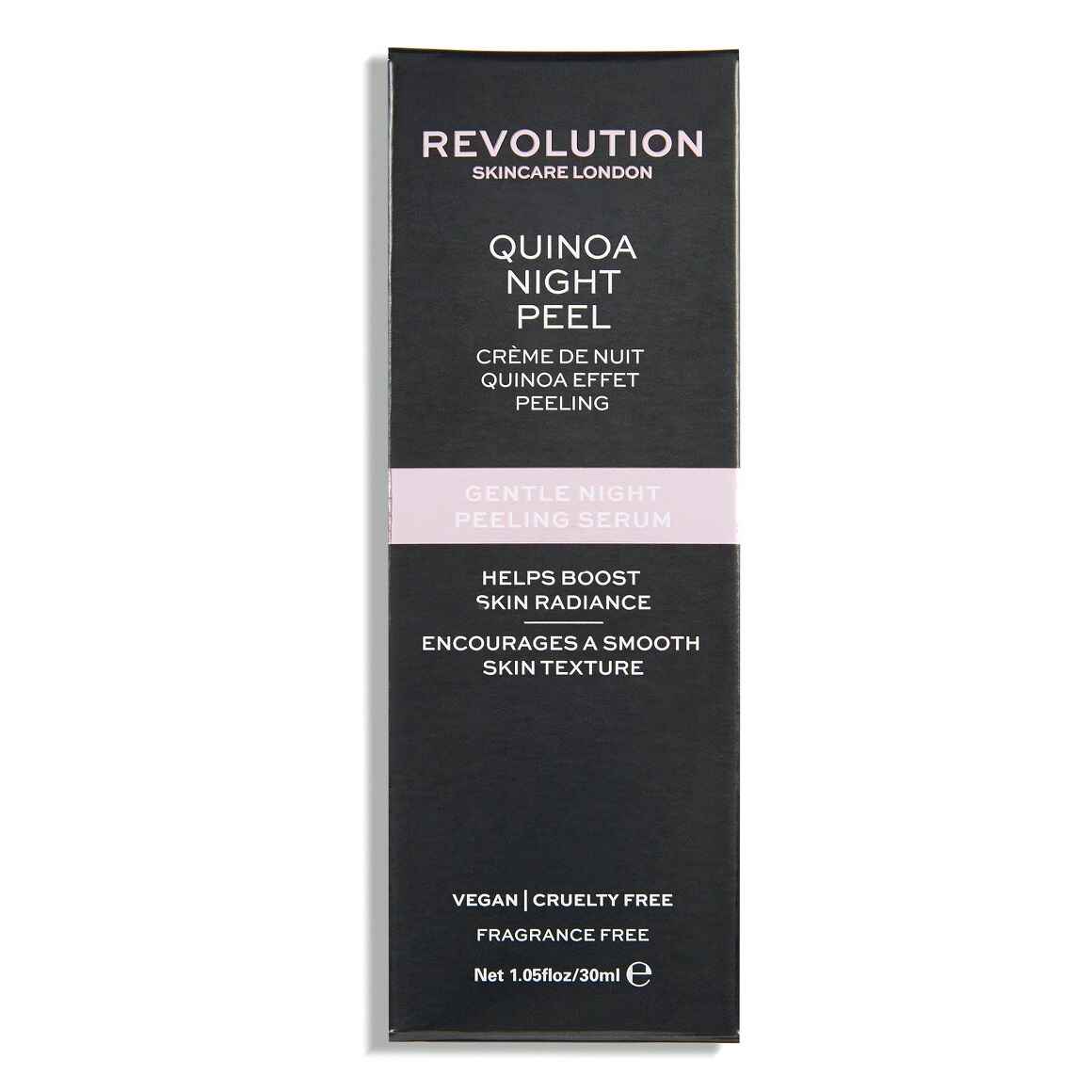 بسته بندی معرفی سرم شب لایه بردار Revolution مدل Quinoa Night Peel