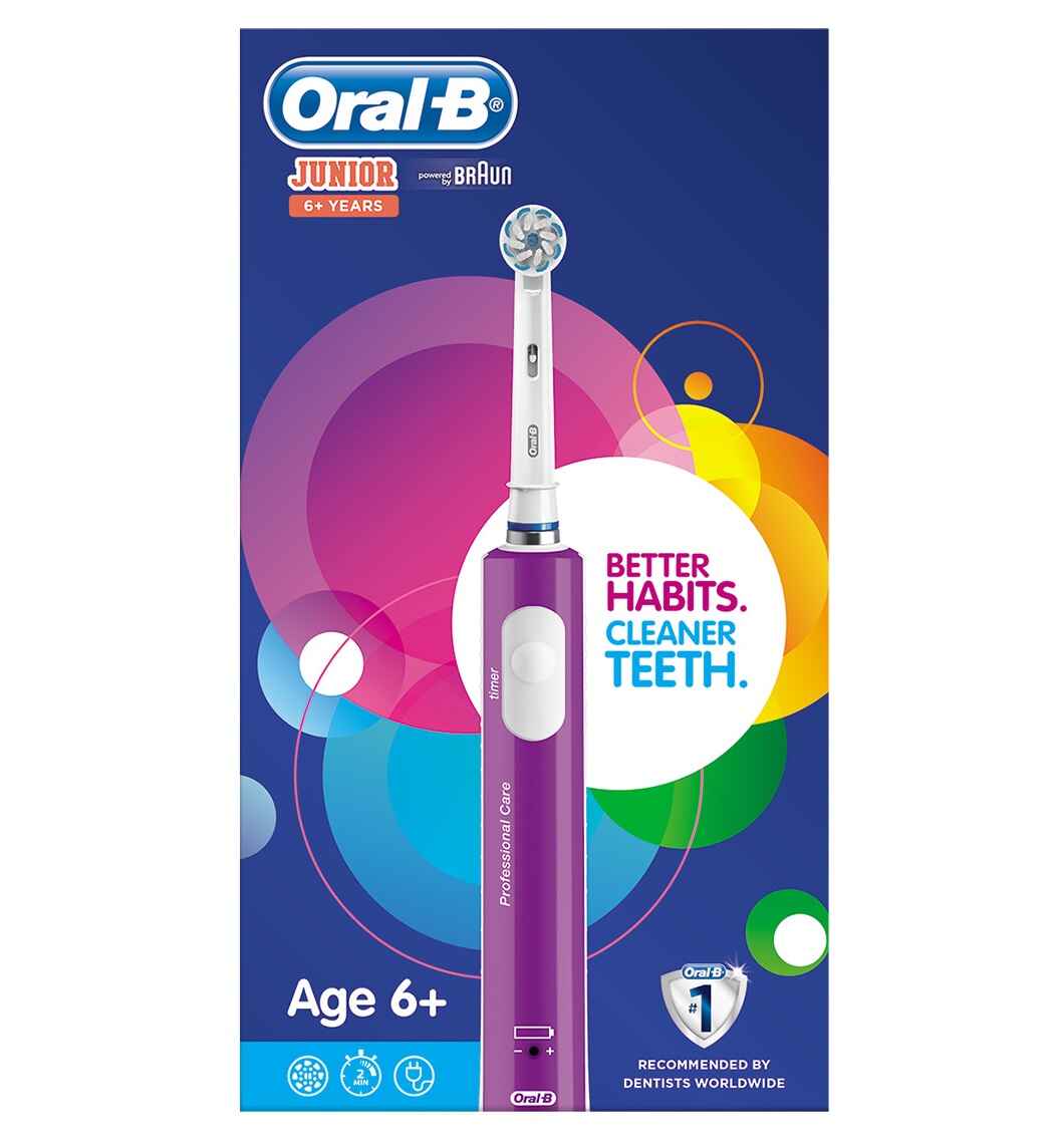مسواک برقی اورال بی Oral-B سری Professional Care مدل JUNIOR6+ رنگ بنفش | بچه های بالای شش سال