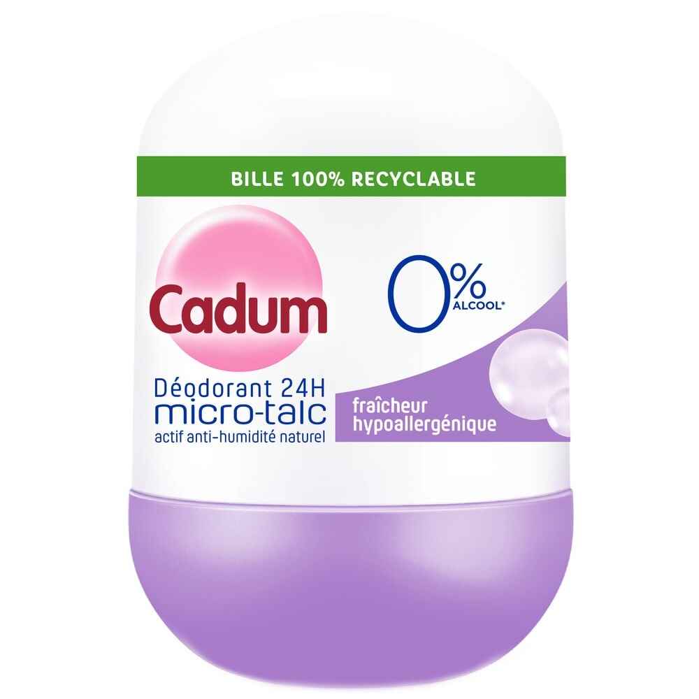 مام رول ضد تعریق ارگانیک میکرو تالک کادوم CADUM ضد حساسیت حجم 50 میل | بدون الکل، فاقد نمک آلومنیوم، عطر، پارابن