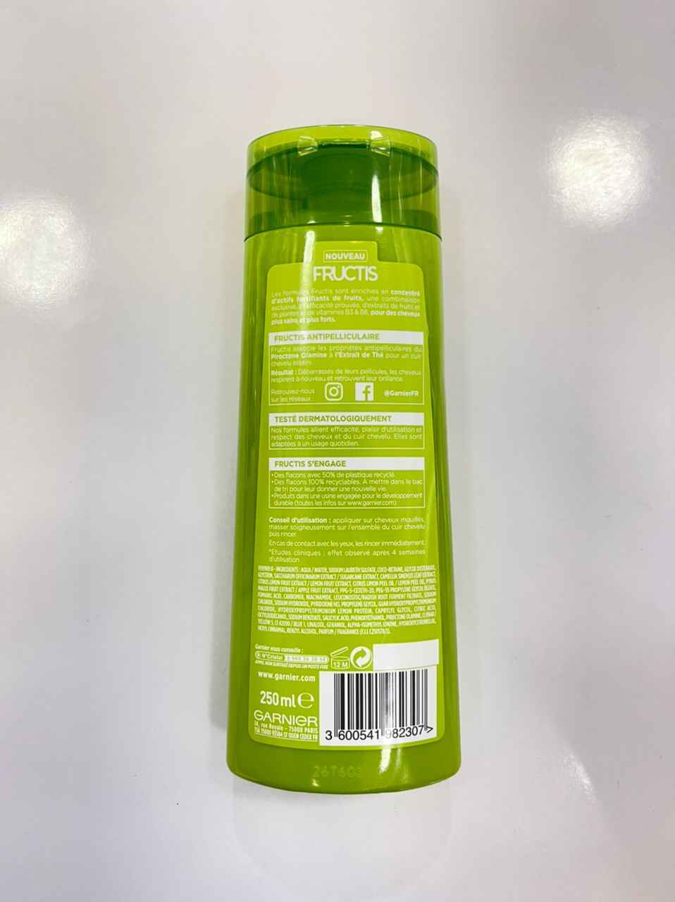 شامپو ضد شوره چای سبز گارنیر GARNIER سری FRUCTIS حجم 250 میل | مغذی، نرم کننده، مناسب موی معمولی