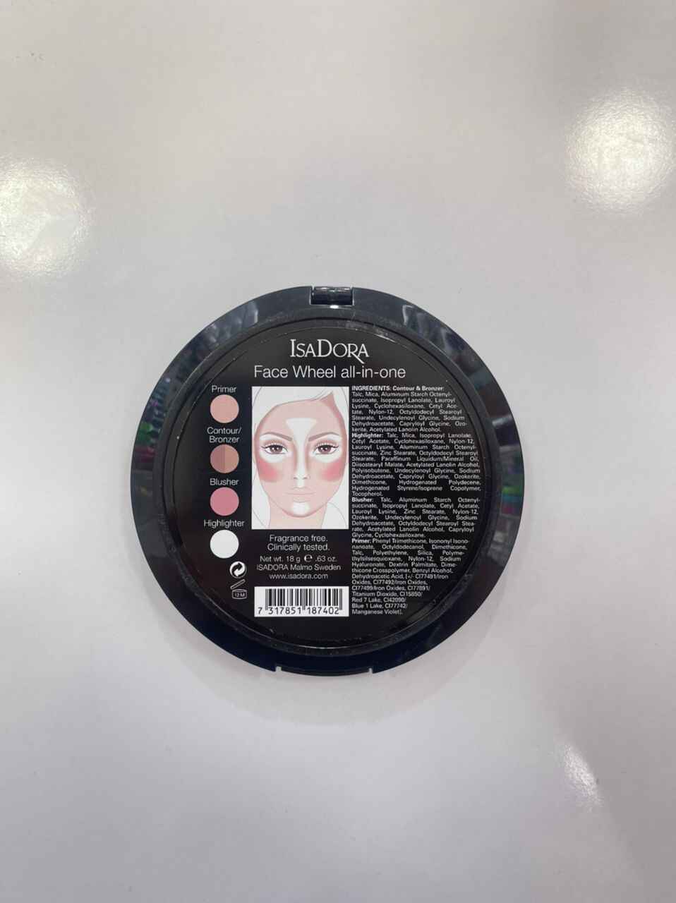 پالت آرایش صورت ایزادورا ISADORA مدل FACE WHEEL | رژ گونه، برنزر، هایلایتر، کانتور، پرایمر