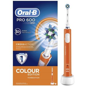 مسواک برقی اورال بی Oral-B سری PRO 600 مدل کراس اکشن CROSS ACTION (⭐جعبه مخدوش⭐) | رنگ نارنجی