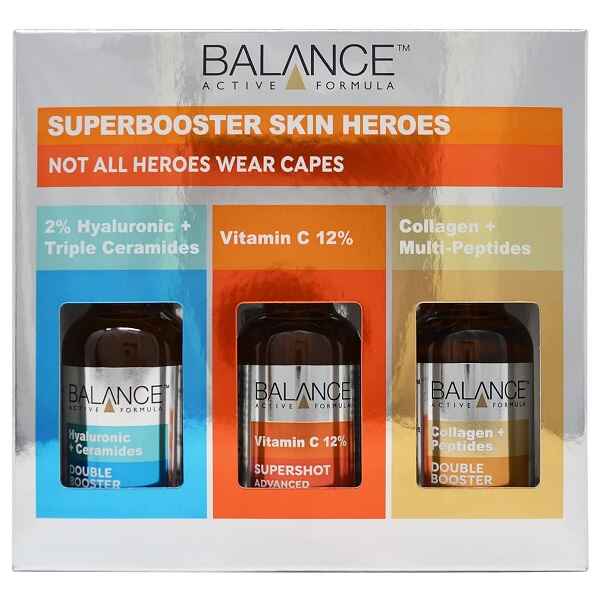 پک پوستی سه عددی بالانس BALANCE مدل سوپر بوستر SUPER BOOSTER | هیالورونیک اسید، ویتامین سی، گلد کلاژن