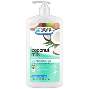 نرم کننده آبرسان و براق کننده مو شیر نارگیل نچرال ورلد Natural World Coconut Milk حجم 1000 میل | موی خشک