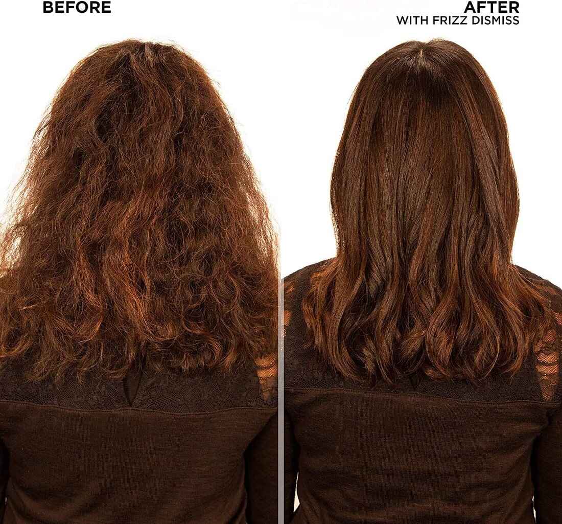 قبل و بعد استفاده از اسپری روغنی دو فاز نرم کننده و رفع وزی مو Redken