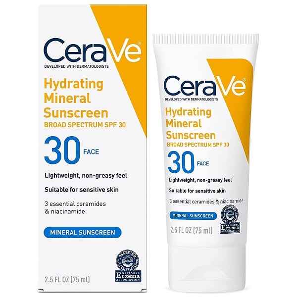 کرم ضد آفتاب مینرال سراوی CeraVe مدل آبرسان Hydrating حجم 75 میل | SPF 30، مناسب پوست حساس