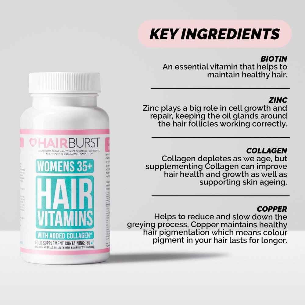 ترکیبات مهم مکمل موی بانوان Hairburst برای سن 35 به بالا