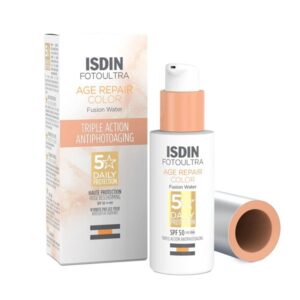 ضد آفتاب رنگی ضد پیری ایزدین ISDIN مدل AGE REPAIR COLOR سری فیوژن واتر Fusion Water حجم 50 میل | دارای SPF50